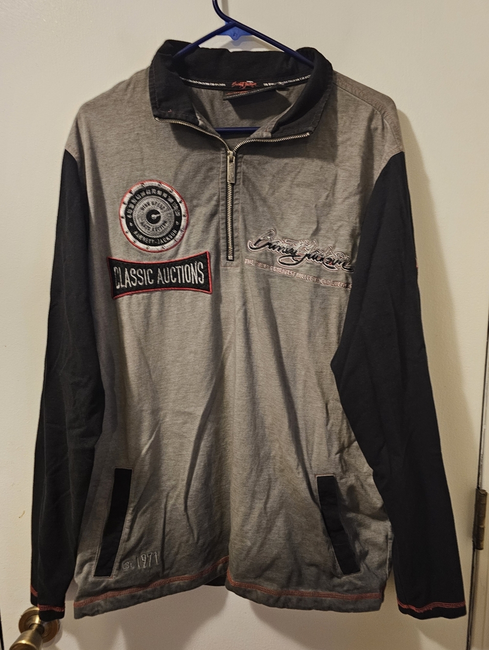 Barrett-Jackson Auctions Grey & Black Quarter Zip Men's Size L